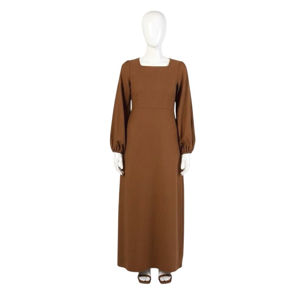 Veiled Collection 100% Linen Modest Maxi Dress NWT XXS Tall Brown Abaya Long
